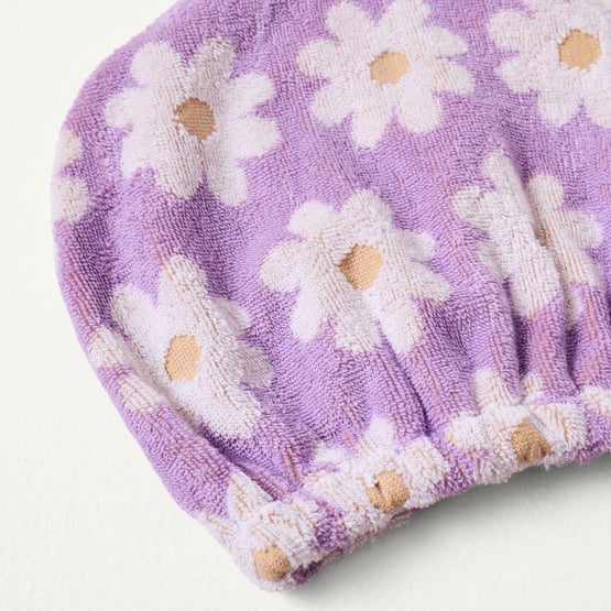 Daisy Floral Lilac Hair Towel