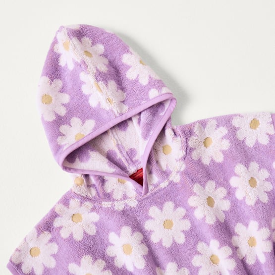 Daisy Floral Lilac Hooded Baby Bath Towel