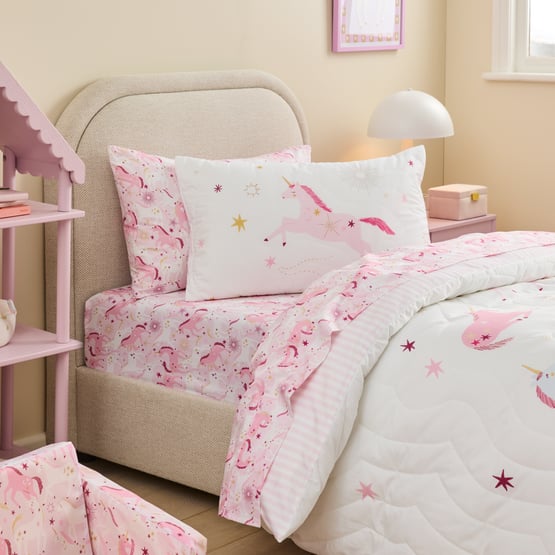 Starla Unicorn White Quilt Cover Set