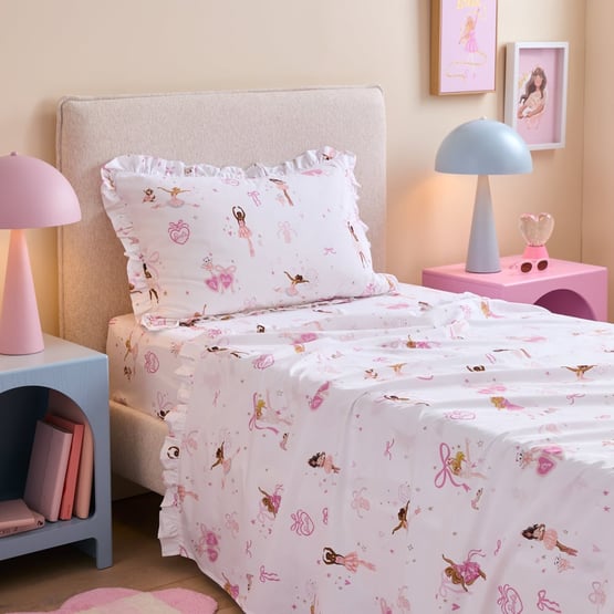 Mattel Barbie Ballet Ruffle Sheet Set White