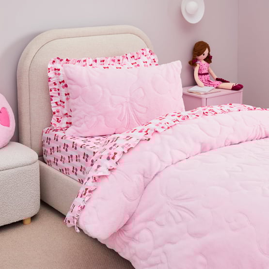 Cherry Charm Pink Recycled Faux Fur Quilt Cover Set