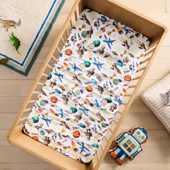 Fleur Harris Out Of This World White Cot Sheet Set