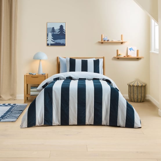 Sinclair Velvet Navy Stripe Quilt Cover Set