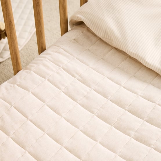 Jersey Natural Marle Stripe Cot Quilt Cover Set