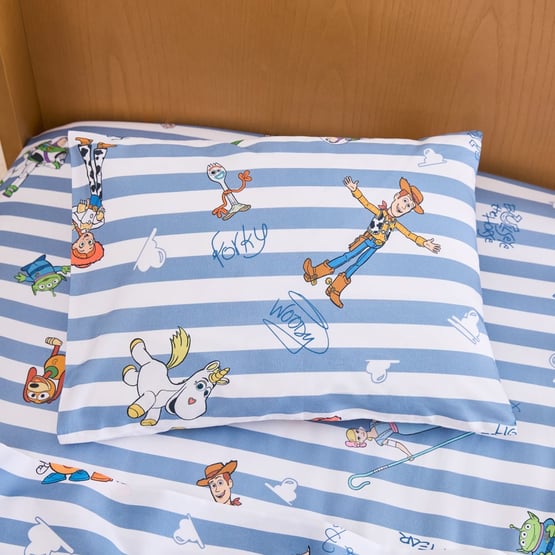 Disney Pixar Toy Story Kindness Club Blue Stripe Cot Sheet Set