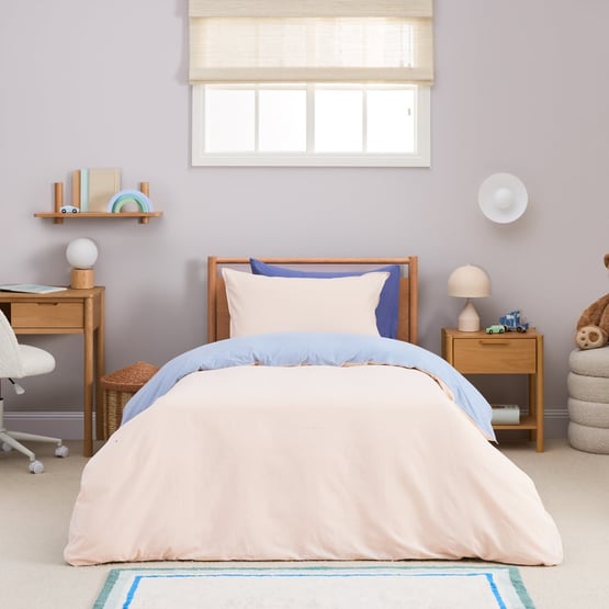 Stonewashed Dusty Blue Natural Quilt Cover Set