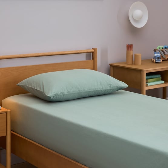 Stonewashed Cotton Thyme Fitted Sheet Set