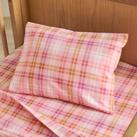Brooks Pink Check Flannelette Sheet Set