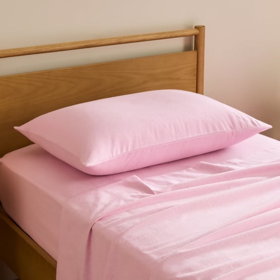 Plain Pink Flannelette Sheet Set
