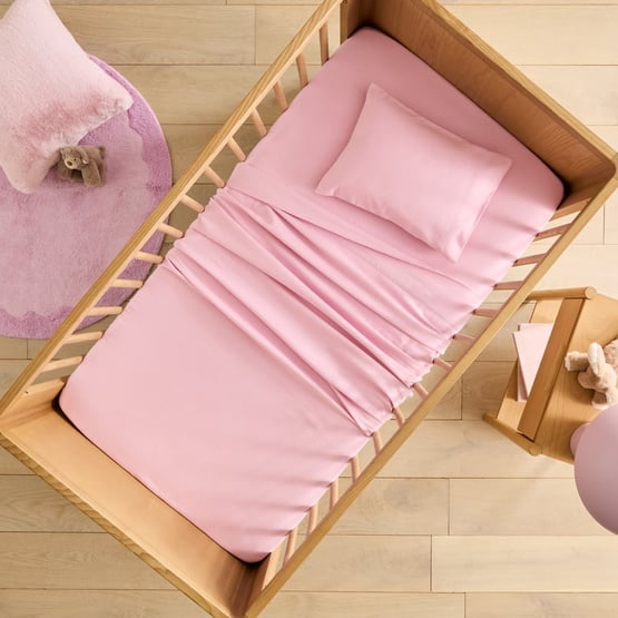 Plain Pink Flannelette Cot Sheet Set
