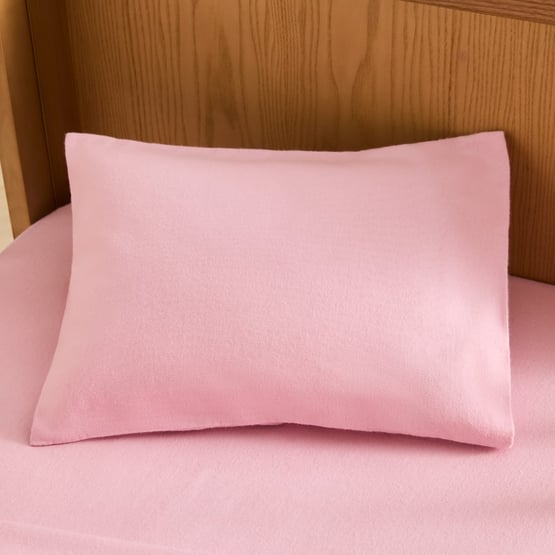 Plain Pink Flannelette Cot Sheet Set