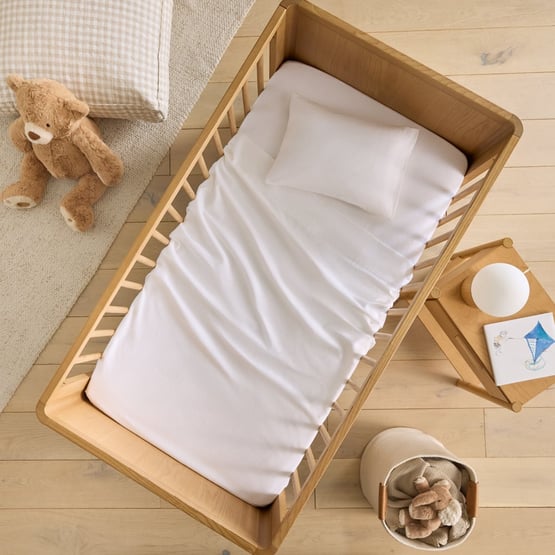 Plain White Flannelette Cot Sheet Set