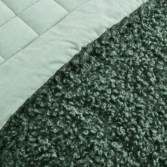 Poodle Green Quilted Faux Fur Blanket