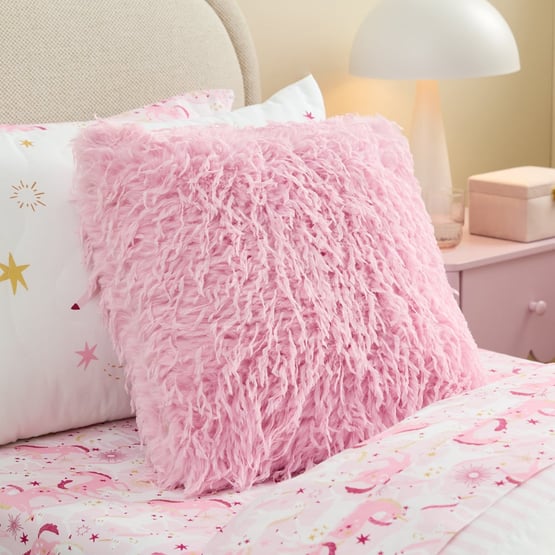 Recycled Faux Fur Pink Cushion