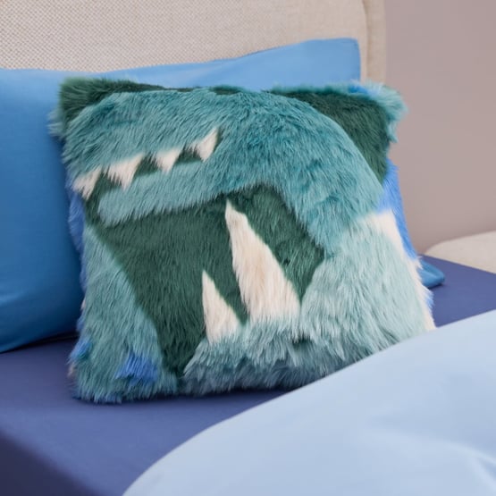 Recycled Faux Fur Blues Dreamasaurus Jacquard Cushion