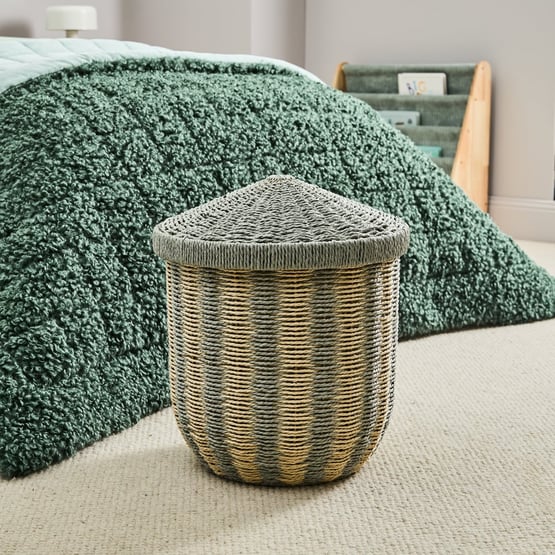 Sage Stripe Storage Basket