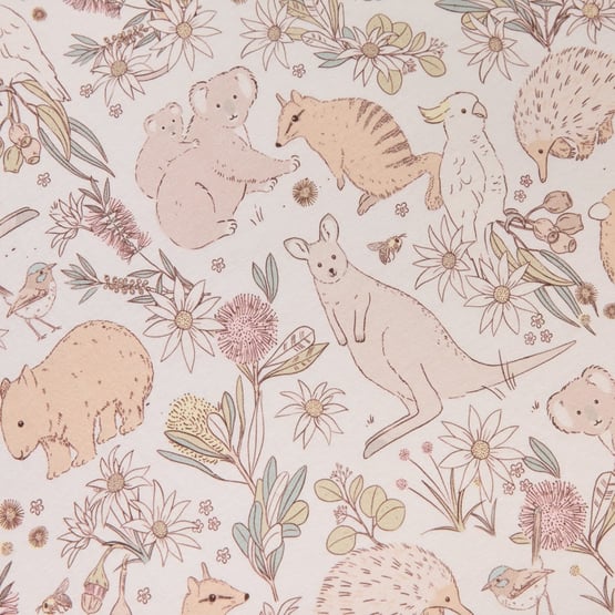 Jersey Natural Australian Animals Cot Fitted Sheet Pack of 2