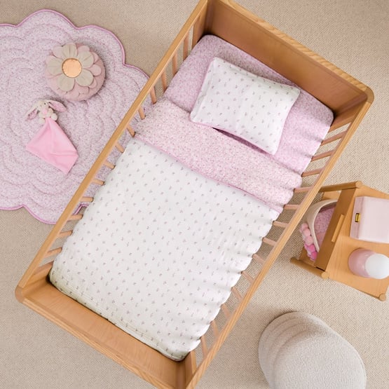 Heirloom Rosie Pink Quilted Cot Quilt Cover Set
