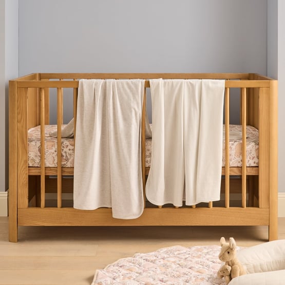 Organic Cotton Jersey Grey Marle Stripe Swaddles Pack of 2