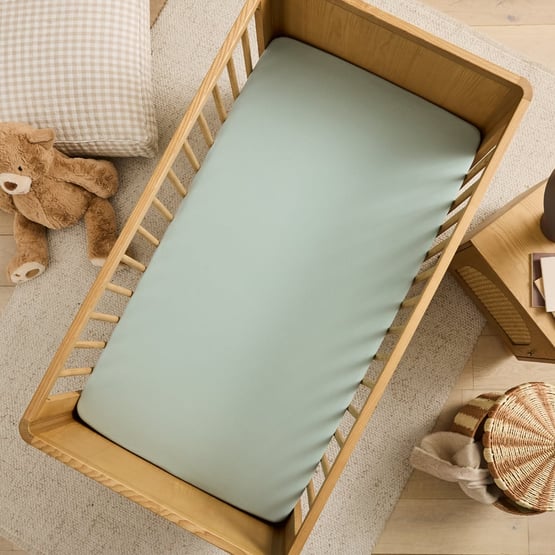  Organic Cotton Jersey Green Stripe Fitted Sheet Pack of 2