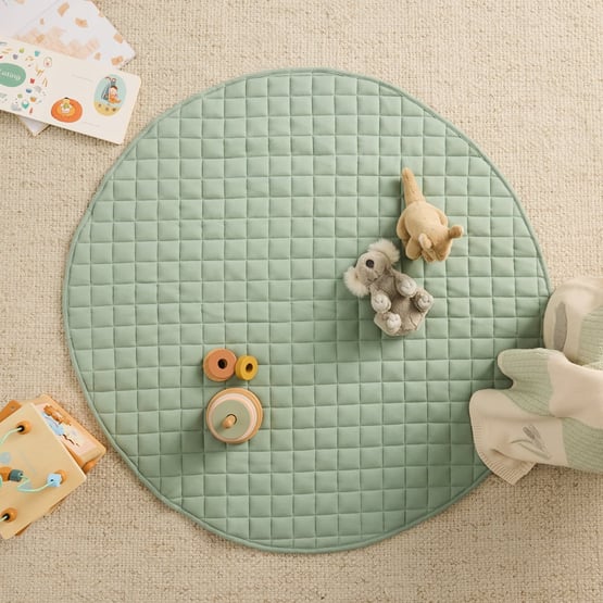 Organic Cotton Green Stripe Jersey Baby Play Mat