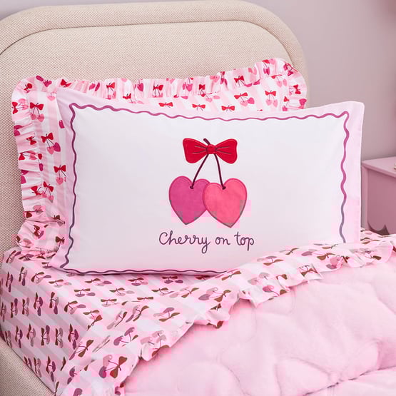 Cherry On Top Pink Text Pillowcase