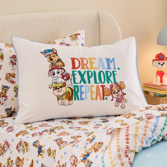 Paramount Paw Patrol White Text Pillowcase