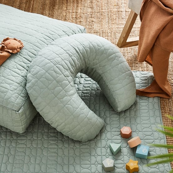 Vintage Washed Linen Eucalyptus Nursing Pillow