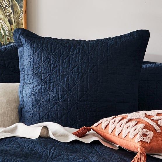 Vintage Washed Linen Old Navy Quilted Pillowcase