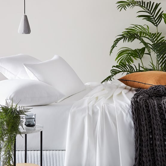 600TC Bamboo Cotton White Sheet Separates
