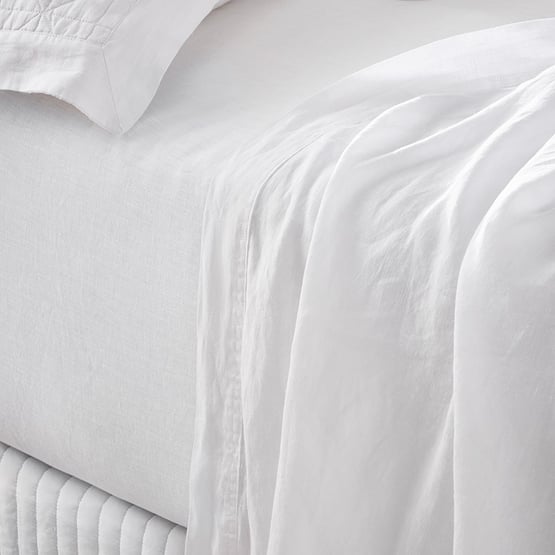 Vintage Washed Linen White Sheet Separates