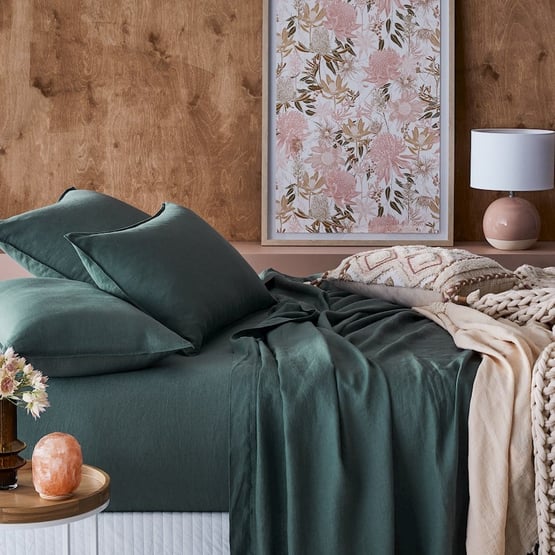 Vintage Washed Linen Cypress Sheet Separates