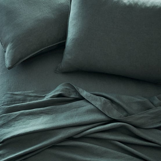 Vintage Washed Linen Cypress Sheet Separates