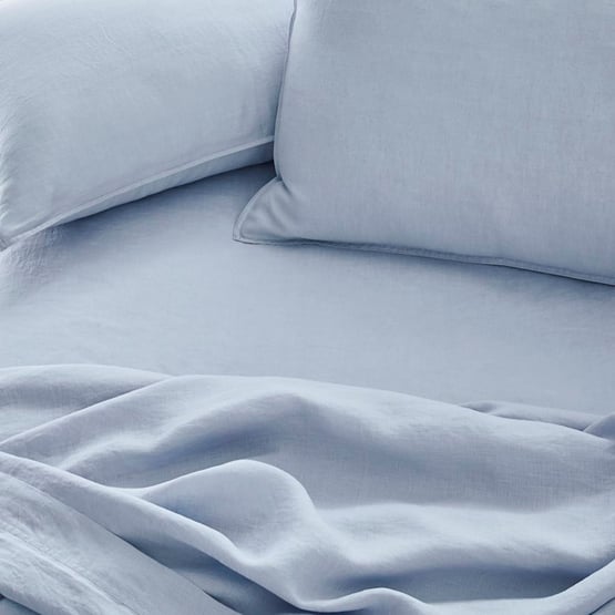 Vintage Washed Linen Dusty Blue Sheet Set