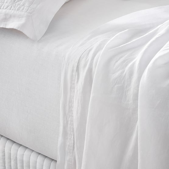 Vintage Washed Linen White Sheet Set