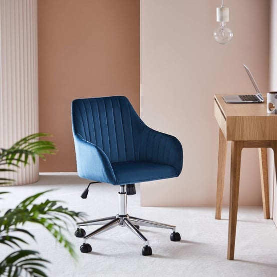 Munich Navy Velvet Desk Chair 