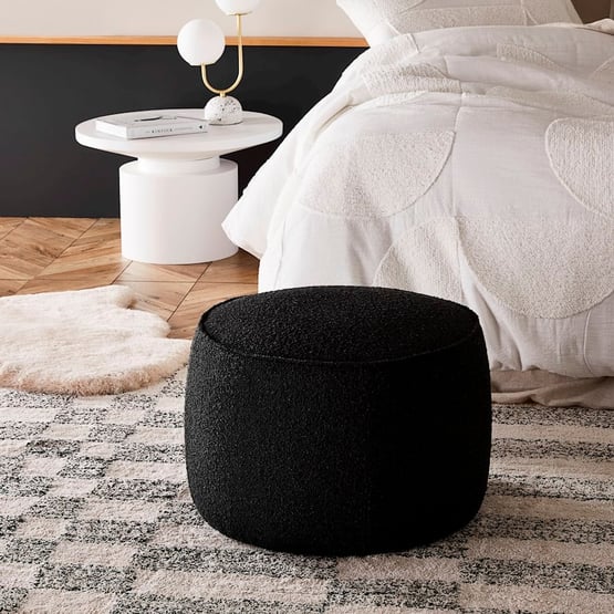 Norway Black Boucle Ottoman 