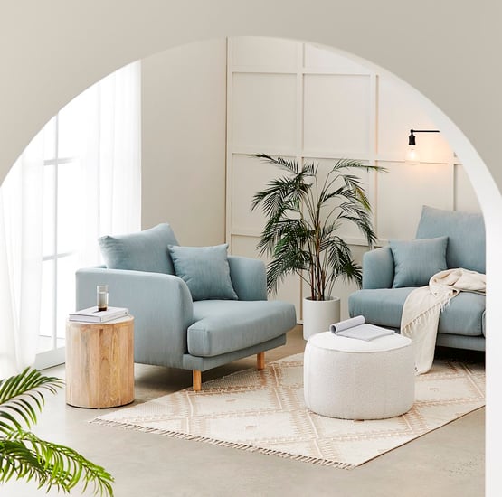 Virginia Sofa Collection 1 Seater Dusty Blue 