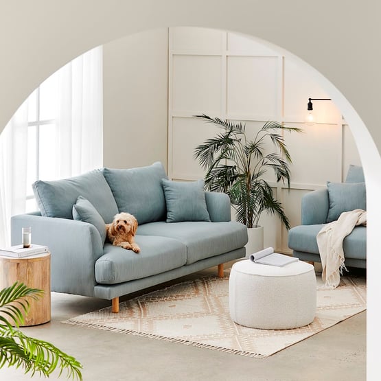Virginia Sofa Collection 1 Seater Dusty Blue 