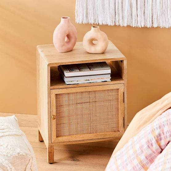 Anjuna Collection 1 Door Bedside Table Black/Natural 