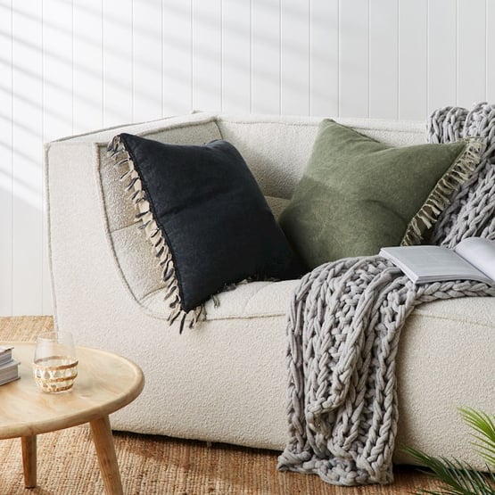 Genoa Vintage Washed Charcoal Linen Cushion