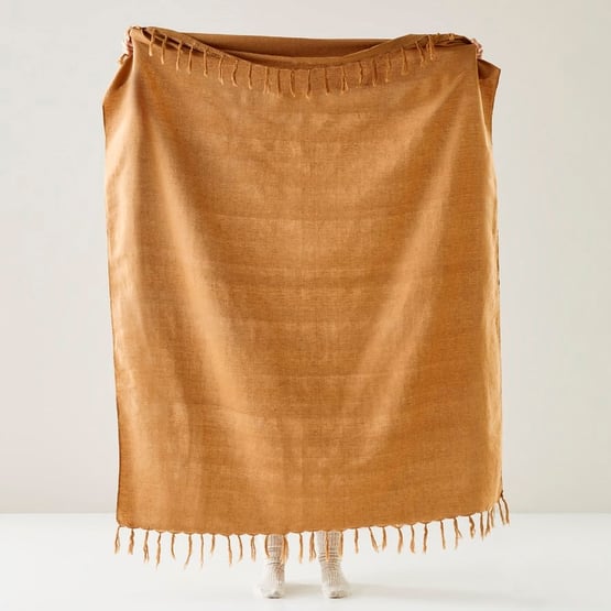 Iris Tobacco Linen & Cotton Throw