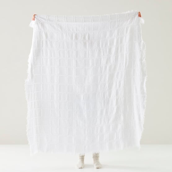 Pasquale White Linen Throw