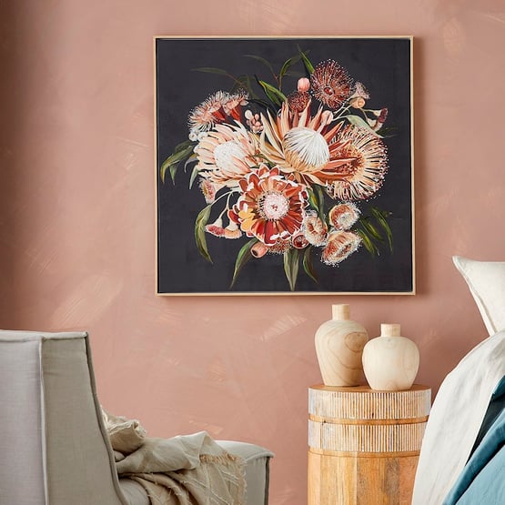 Native Arrangement Graphite Blooms Canvas