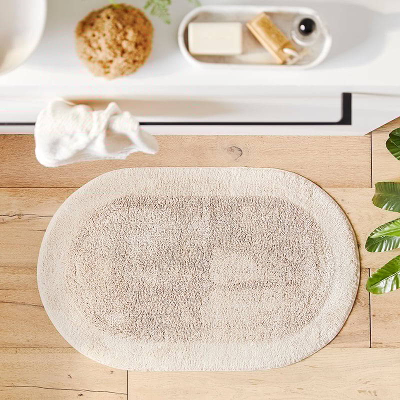 Nicola Beach Combed Cotton Oval Bath Mat