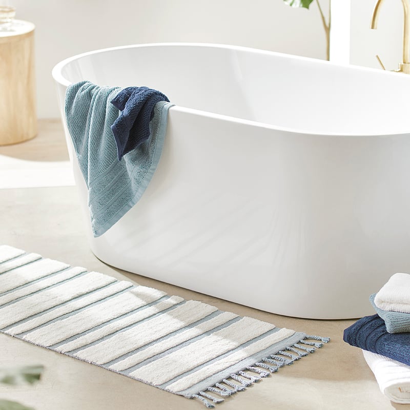 Riviera Sea Blue Multi Stripe Bath Runner