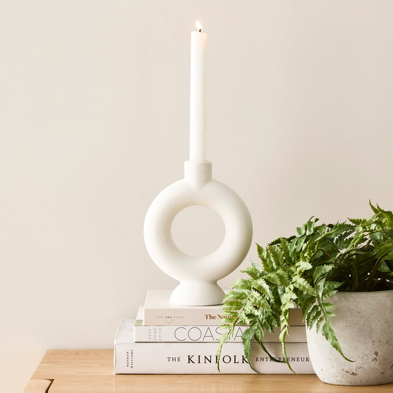 Hydra White Circle Candle Holder