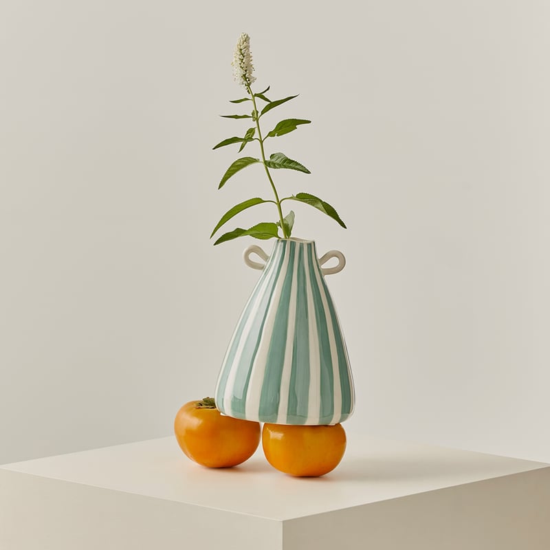 Lyon Green Stripe Vase