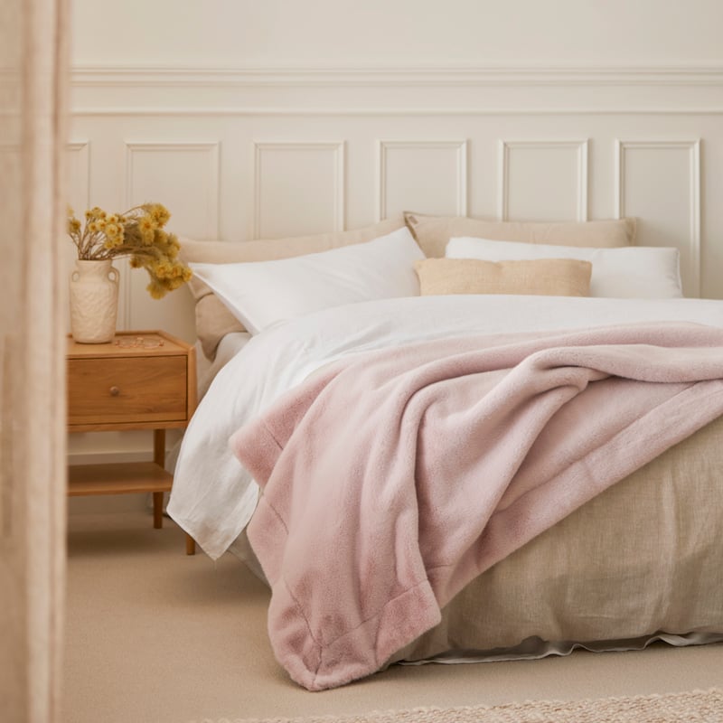 Astoria Dusty Pink Fur Throw