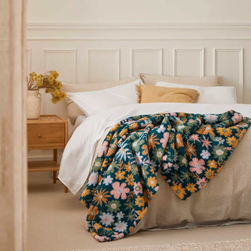 Cloud Midnight Floral Throw